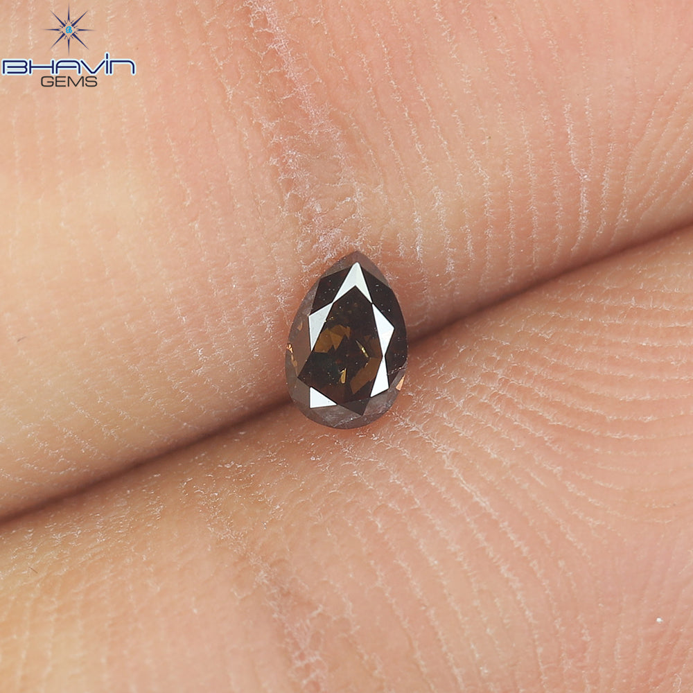 0.20 CT, Pear Diamond, Brown Pink Color, Clarity SI1 (4.33 MM)