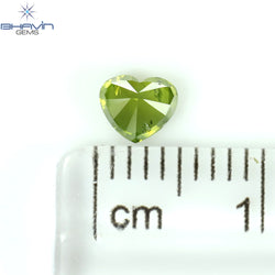 0.39 CT Heart Shape Natural Diamond Green Color I1 Clarity (4.70 MM)