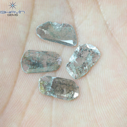 2.43 CT/4 Pcs Slice Shape Natural Diamond Salt And Pepper Color I3 Clarity (11.80 MM)