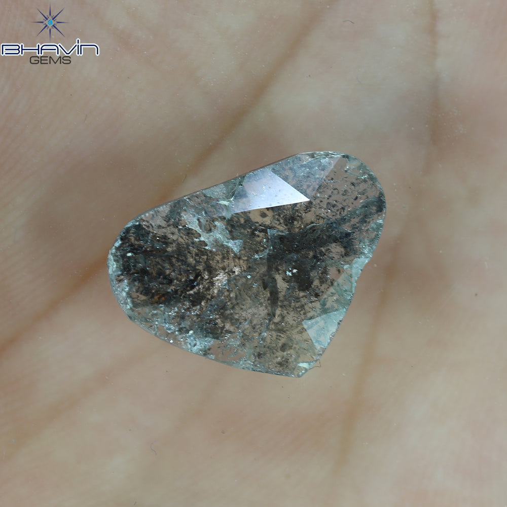 3.50 CT Heart Slice Shape Natural Diamond Salt And Pepper Color I3 Clarity (14.31 MM)