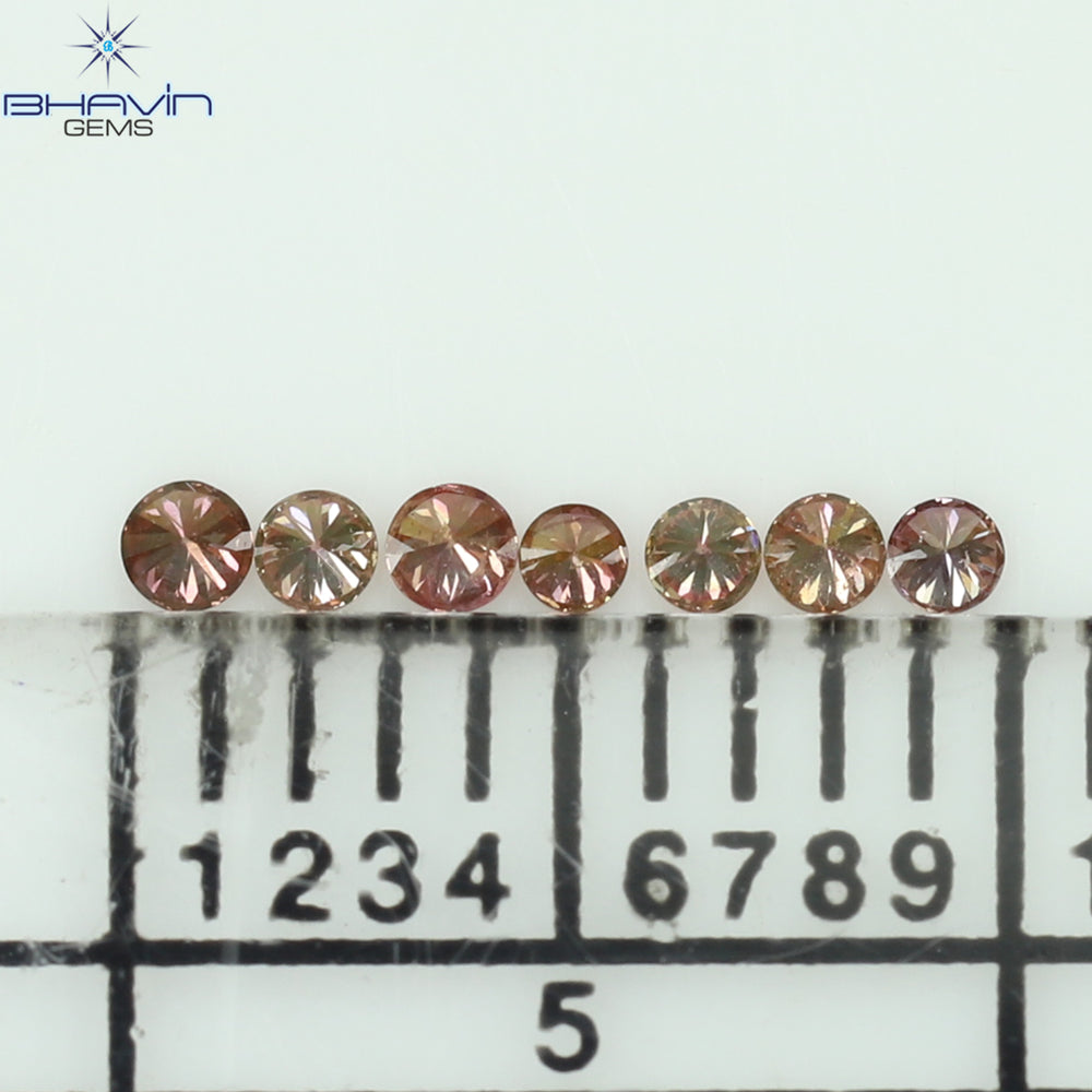 0.08 CT/7 Pcs Round Shape Natural Loose Diamond Pink Color SI Clarity (1.50 MM)