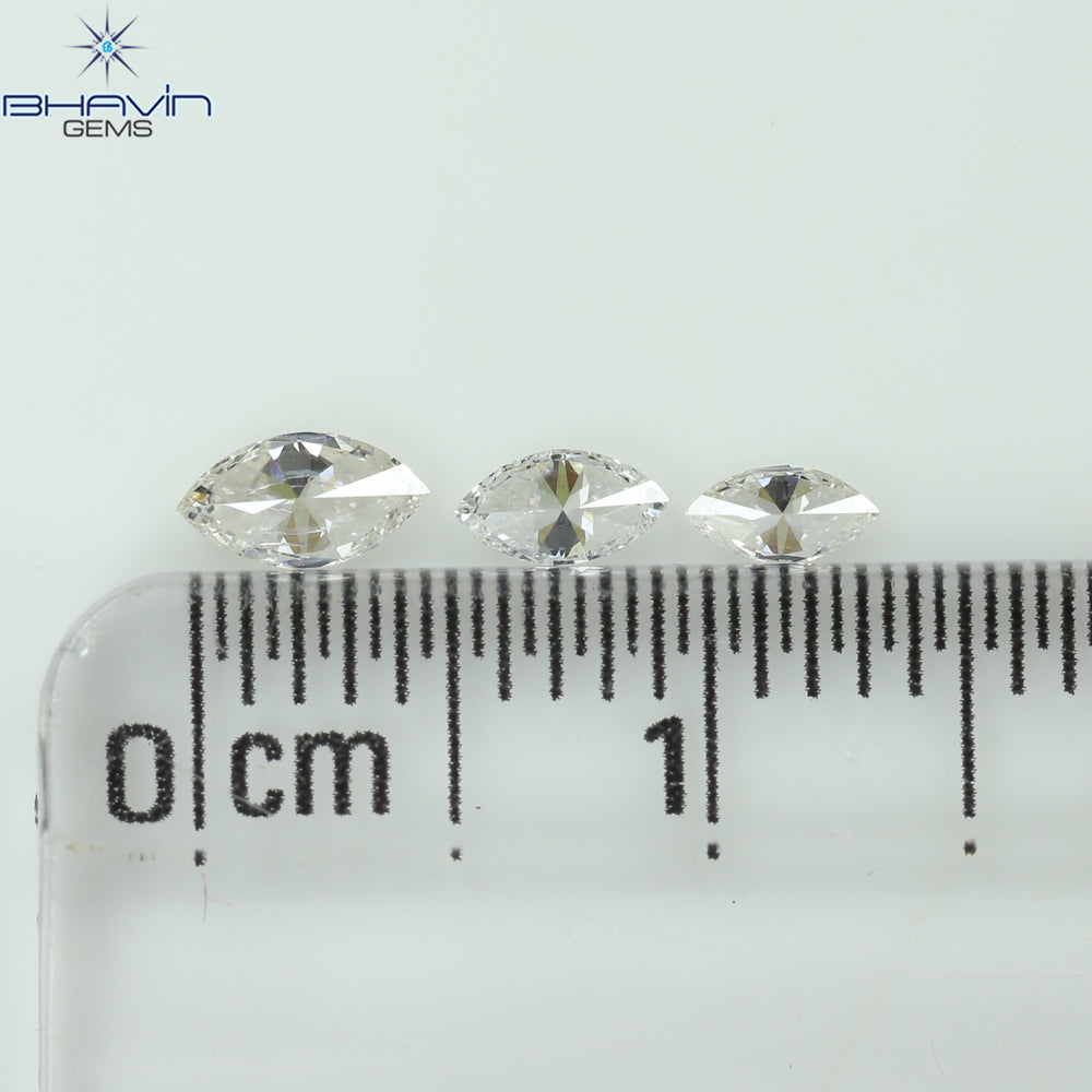 0.26 CT/3 PCS Marquise Shape Natural Diamond White Color SI Clarity (4.97 MM)