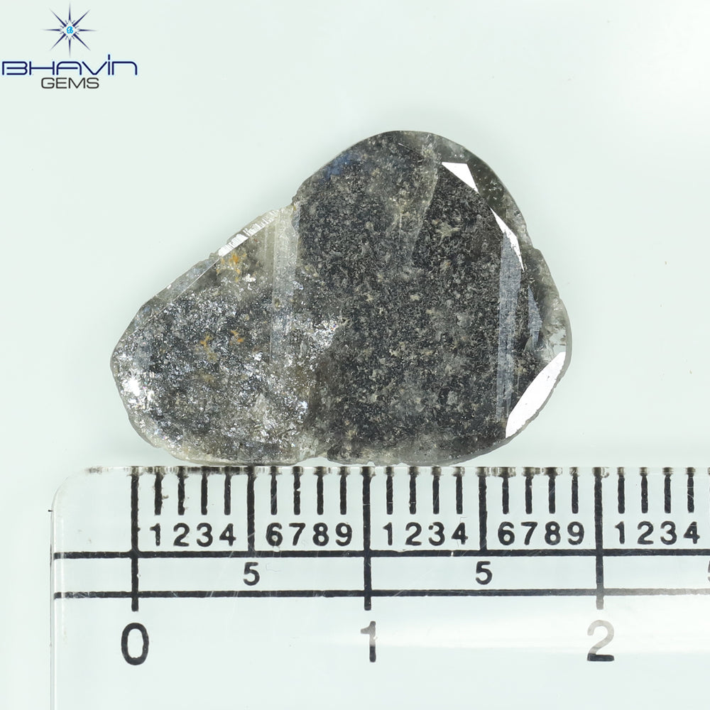 3.28 CT Slice Shape Natural Diamond Black (Salt And Pepper) Color I3 Clarity (19.36 MM)