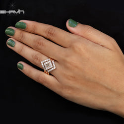 Princess Diamond Natural Diamond Ring Brown Color Gold Ring Engagement Ring