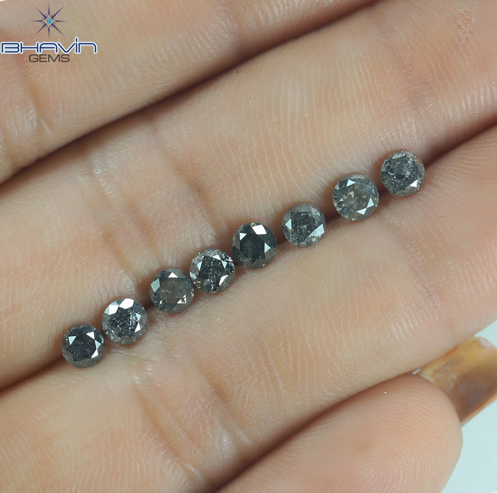 1.84 CT/8 Pcs Round Shape Natural Loose Diamond Salt And pepper Color I3 Clarity (3.82 MM)