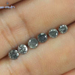 1.05 CT/6 Pcs Round Shape Natural Loose Diamond Salt And pepper Color I3 Clarity (3.64 MM)