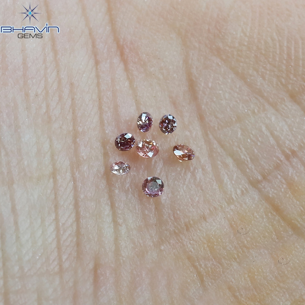 0.08 CT/7 Pcs Round Shape Natural Loose Diamond Pink Color VS-SI Clarity (1.50 MM)