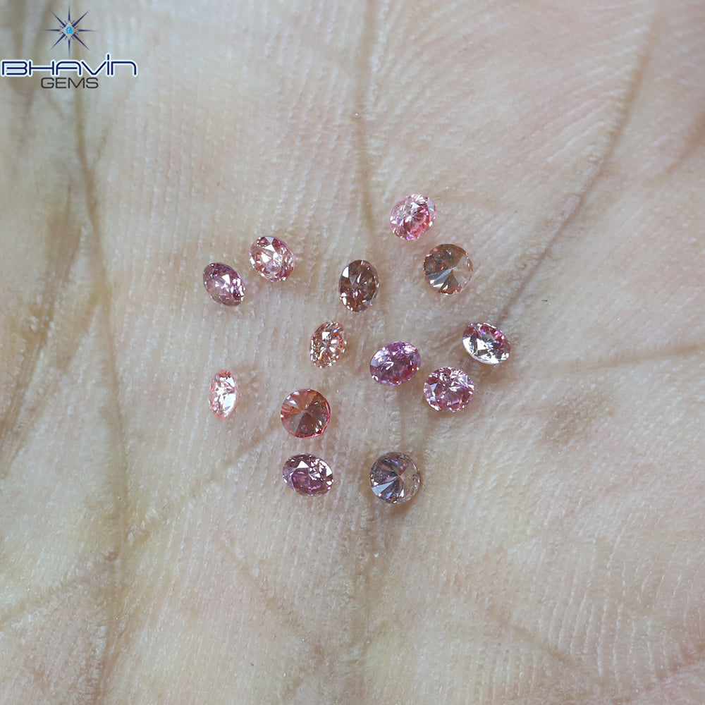 0.33 CT/13 ピース ラウンド シェイプ ナチュラル ルース ダイヤモンド ピンク カラー SI クラリティ (1.90 MM)