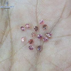 0.33 CT/13 ピース ラウンド シェイプ ナチュラル ルース ダイヤモンド ピンク カラー SI クラリティ (1.90 MM)