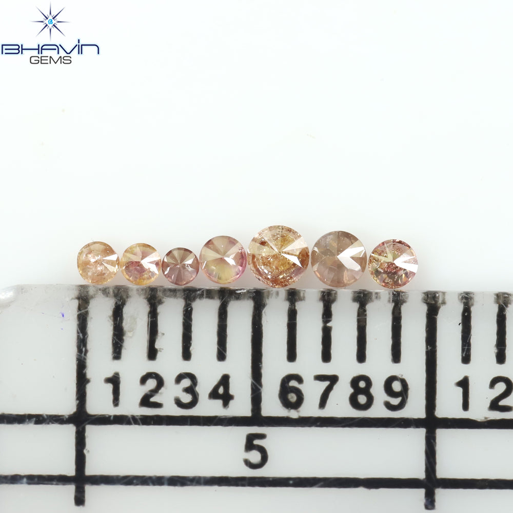 0.09 CT/7 Pcs Round Shape Natural Loose Diamond Pink Color I3 Clarity (1.75 MM)