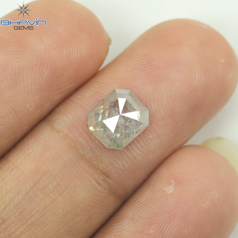 1.41 CT スクエア エメラルド ダイヤモンド ホワイト ソルト アンド ペッパー カラー クラリティ I3 (7.20 MM)