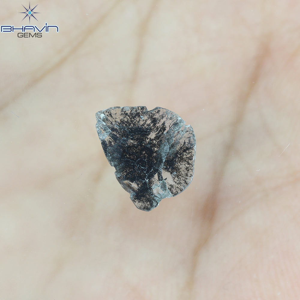 0.92 CT Slice Shape Natural Diamond Salt And Papper Color I3 Clarity (10.80 MM)