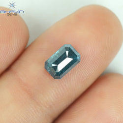 1.11 CT  Emerald Shape Natural Diamond Blue Color I3 Clarity (7.07 MM)