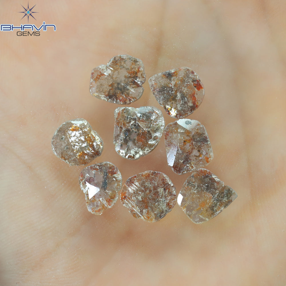 5.09 CT/8 Pcs Slice Shape Natural Loose Diamond Brown Color I3 Clarity (9.26 MM)