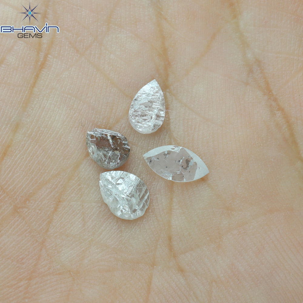 0.90 CT /4 Pcs Uncut Shape White Natural Loose Diamond I2 Clarity (7.25 MM)