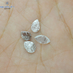 0.90 CT /4 Pcs Uncut Shape White Natural Loose Diamond I2 Clarity (7.25 MM)