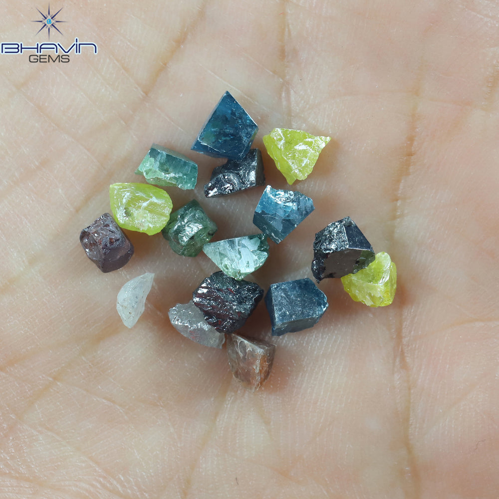 6.44 CT/17 PCS Mix Color Rough Diamond Natural loose Diamond I3 Clarity (4.49 MM)