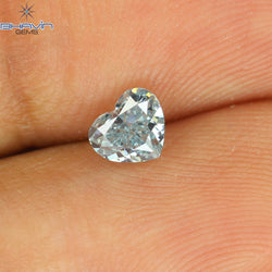 0.44 CT Heart Shape Natural Diamond Enhanced Greenish Blue Color VS1 Clarity (4.50 MM)