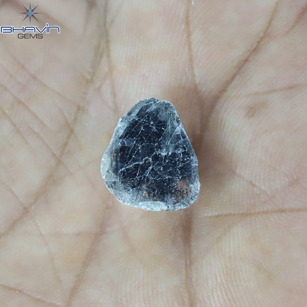 2.26 CT Slice Shape Natural Diamond Salt And Pepper Color I3 Clarity (13.45 MM)