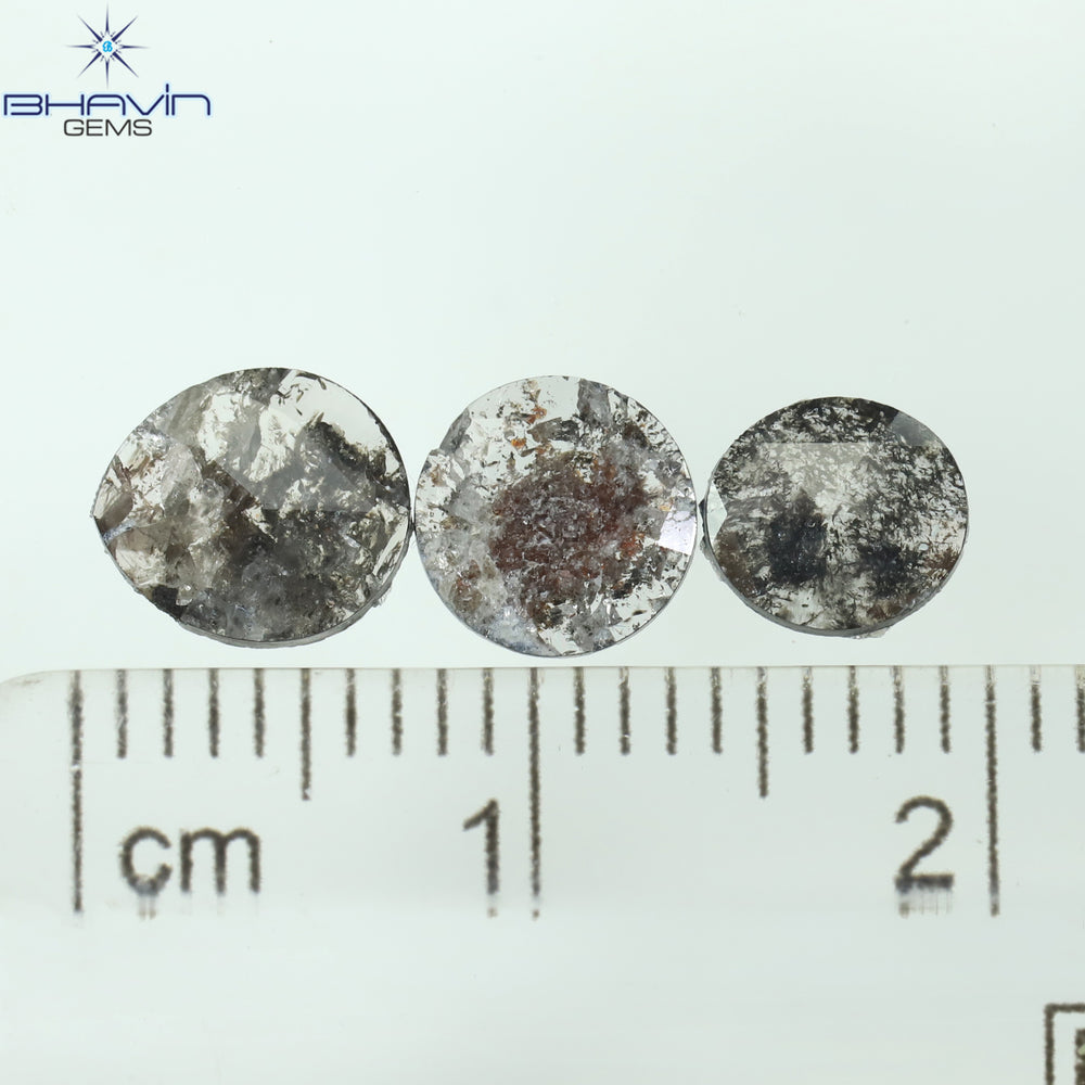 1.16 CT/3 Pcs Mix Slice Shape Natural Diamond  Salt And Pepper Color I3 Clarity (7.00 MM)