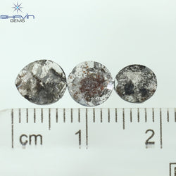 1.16 CT/3 Pcs Mix Slice Shape Natural Diamond  Salt And Pepper Color I3 Clarity (7.00 MM)