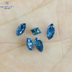 0.48 CT/5 PCS Marquise Diamond Natural Diamond Blue Diamond I2 Clarity (4.44 MM)