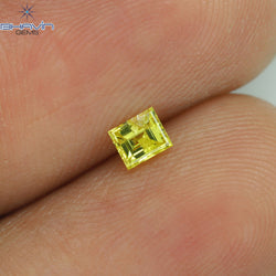 0.15 CT Square Cut Natural Diamond Enhanced Yellow Color SI2 Clarity (2.86 MM)