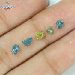 1.12 CT/5 PCS Rough Shape Enhanced Mix Color Natural Diamond I3 Clarity (4.41 MM)