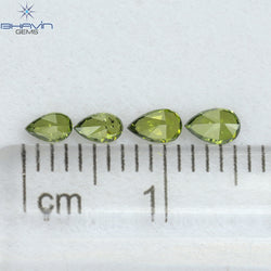 0.35 CT/4 Pcs Pear Shape Natural Diamond Green Color SI Clarity (3.91 MM)