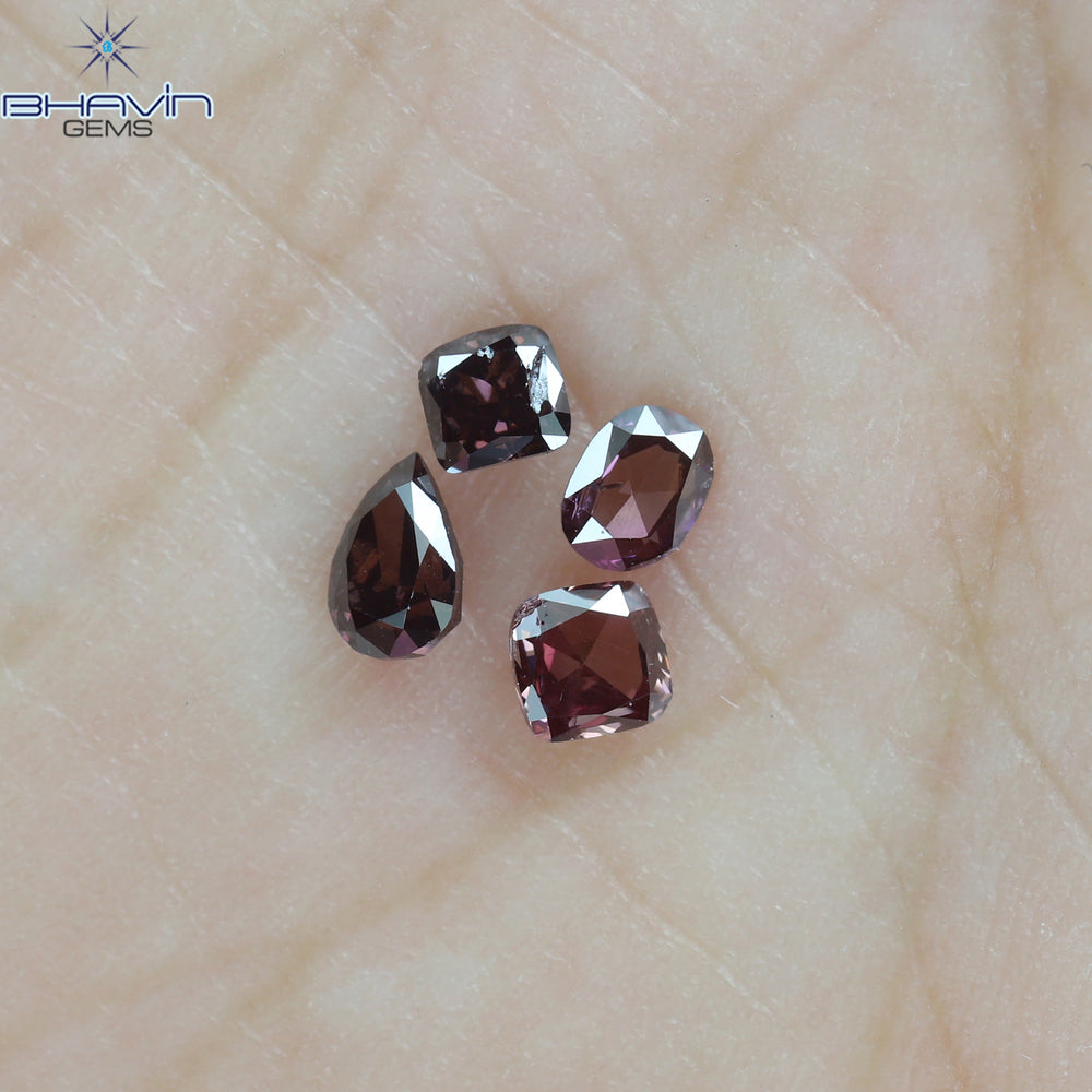 0.42 CT/4 Pcs Mix Shape Natural Diamond Pink Color SI Clarity (3.83 MM)