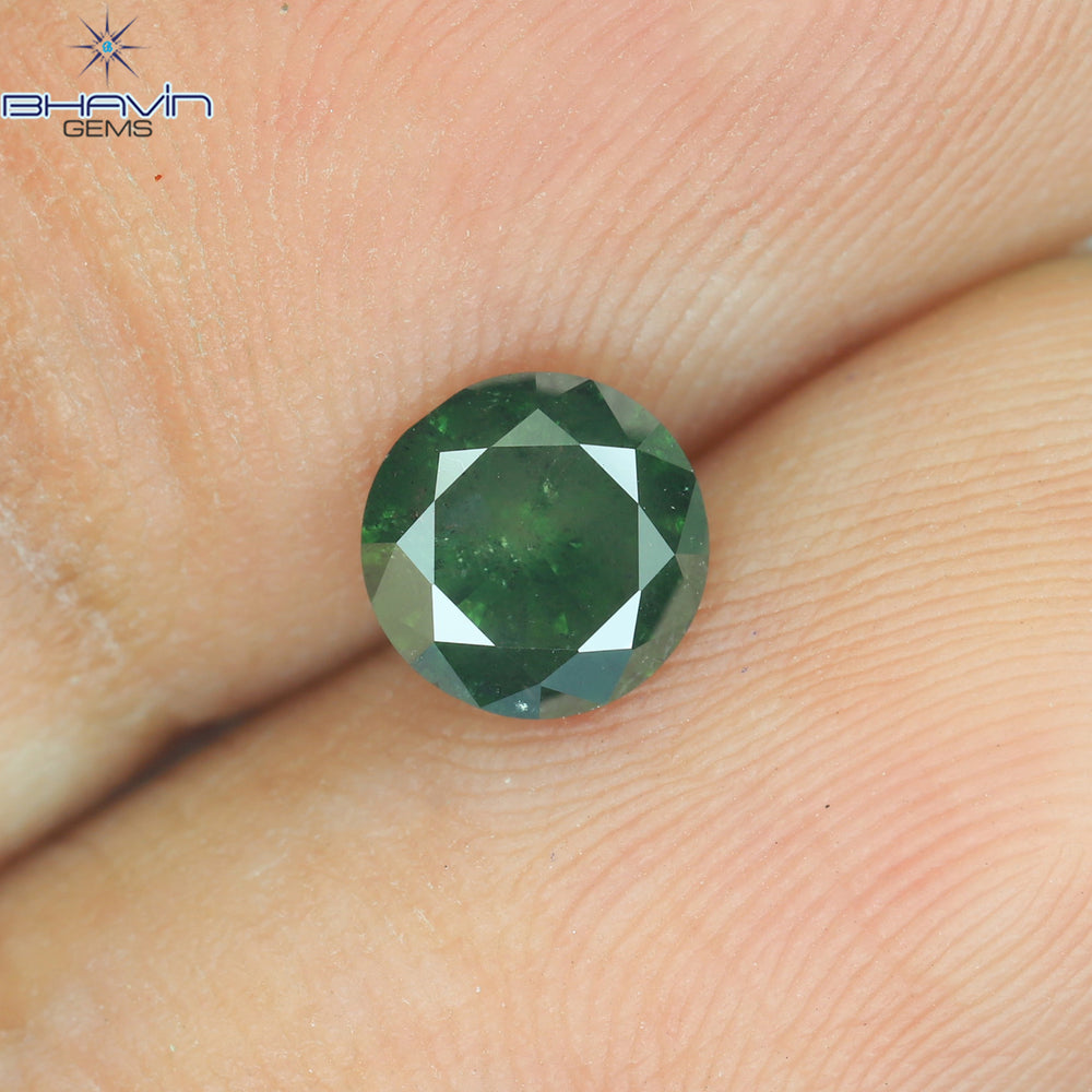 0.59 CT Round Diamond Natural Loose Diamond Green Color I3 Clarity (5.35 MM)