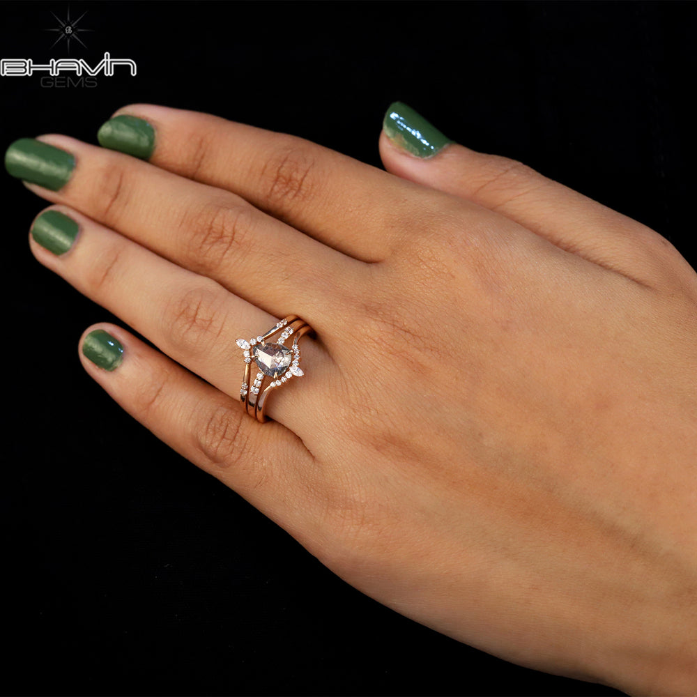 Pear Diamond Salt And Pepper Diamond Natural Diamond Ring Gold Ring Engagement Ring