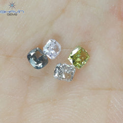 0.51 CT/4 Pcs Cushion Shape Natural Diamond Mix Color VS-SI Clarity (3.08 MM)