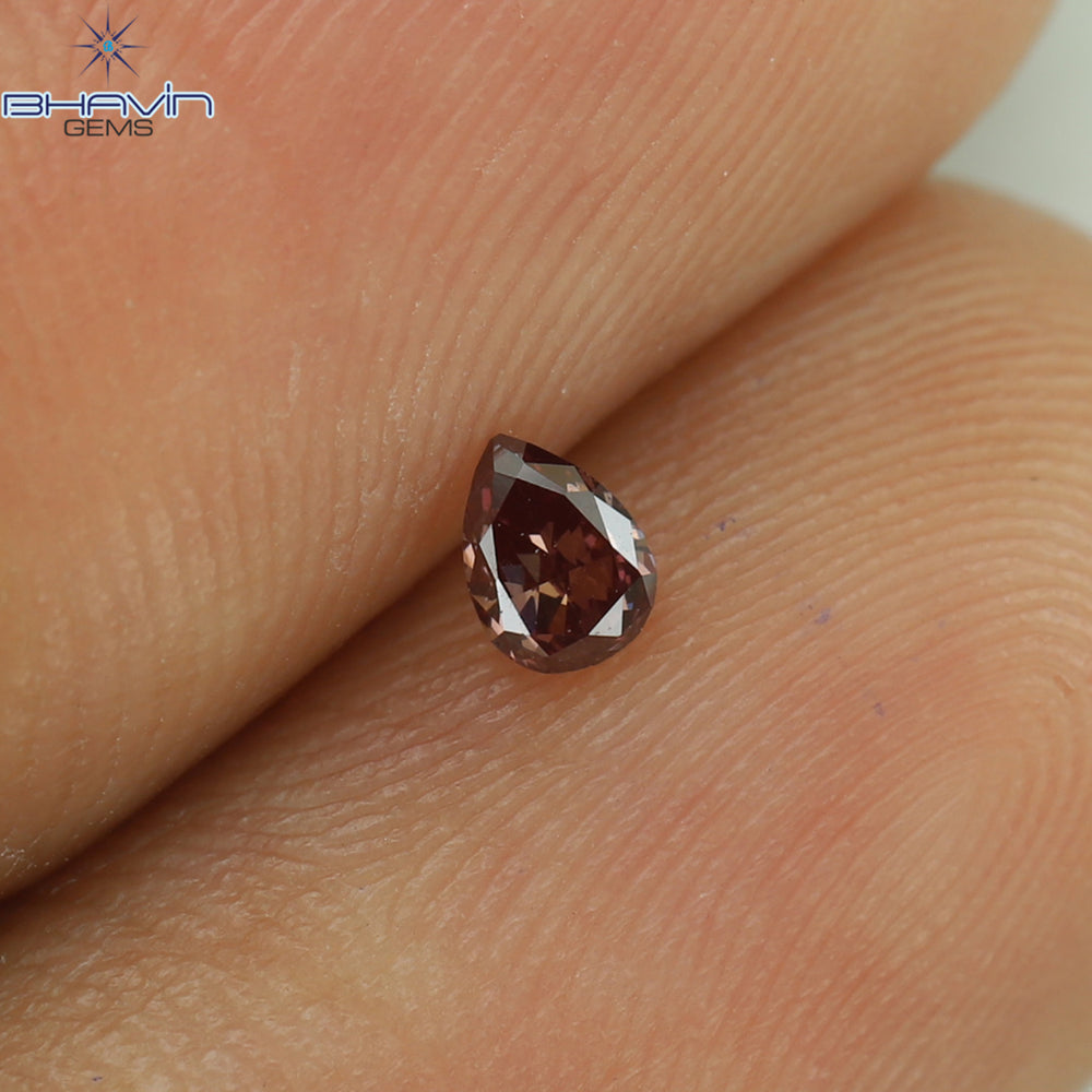 0.08 CT Pear Shape Natural Diamond Pink Color VS2 Clarity (3.35 MM)