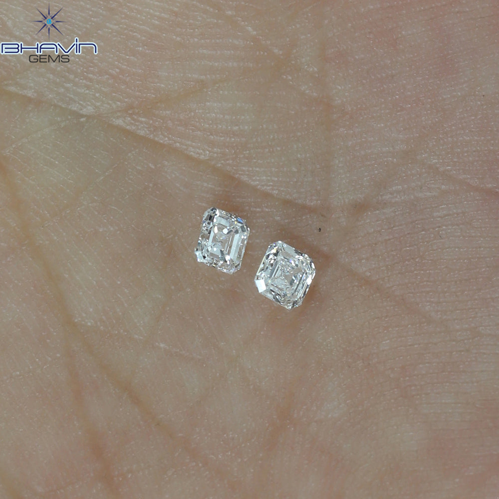 0.20 CT/2 Pcs Asscher Shape White (G+) Color Natural Loose Diamond VVS-VS Clarity (2.40 MM)
