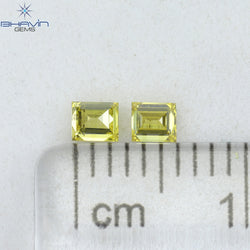 0.22 CT/2 Pcs Square Cut Natural Diamond Enhanced Yellow Color VS2 Clarity (2.69 MM)