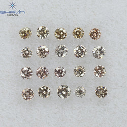 0.29 CT/20 Pcs Round Shape Natural Loose Diamond Brown Pink Argyle Color VS-SI Clarity (1.60 MM)