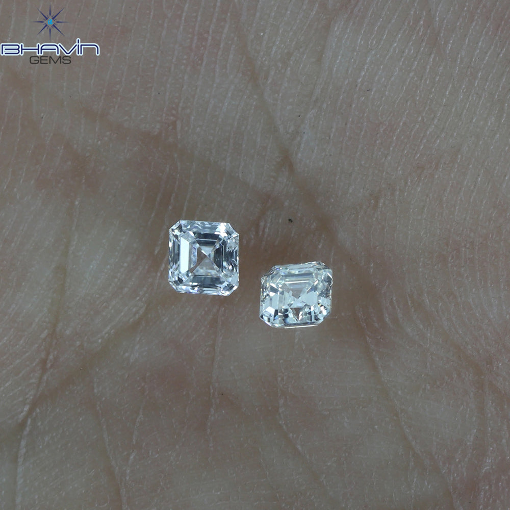 0.30 CT/2 Pcs Asscher Shape White (G+) Color Natural Loose Diamond VVS-VS Clarity (3.00 MM)