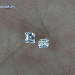 0.30 CT/2 Pcs Asscher Shape White (G+) Color Natural Loose Diamond VVS-VS Clarity (3.00 MM)