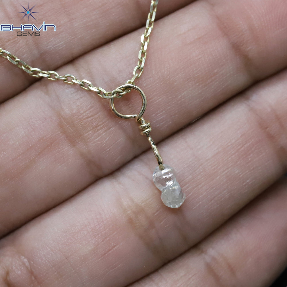 Diamond Pendant Rough Diamond White Gray Diamond Yellow Gold Pendant Bridal Necklace Pendant