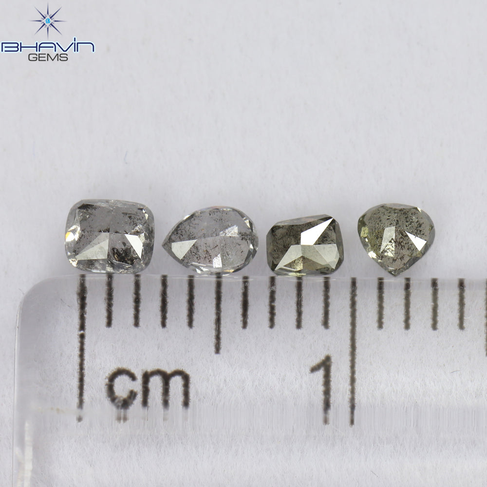0.48 CT/4 PCS Mix Shape Natural Diamond Salt And Pepper Color I3 Clarity (3.31 MM)