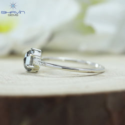 Hexagon Diamond Natural Diamond Ring Gray Color Gold Ring Engagement Ring