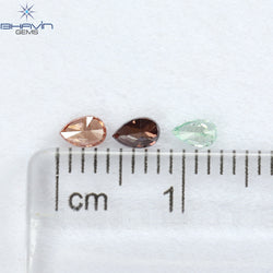 0.31 CT/3 ピース ペアシェイプ ナチュラル ダイヤモンド ピンク カラー SI クラリティ (3.84 MM)