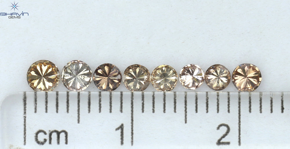 0.61 CT/8 Pcs Round Shape Natural Loose Diamond Brown Pink (Argyle) Color SI Clarity (3.15 MM)