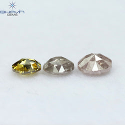 0.43 CT/3 Pcs Round Rose Cut Shape Natural Diamond Pink Color I3 Clarity (3.65 MM)