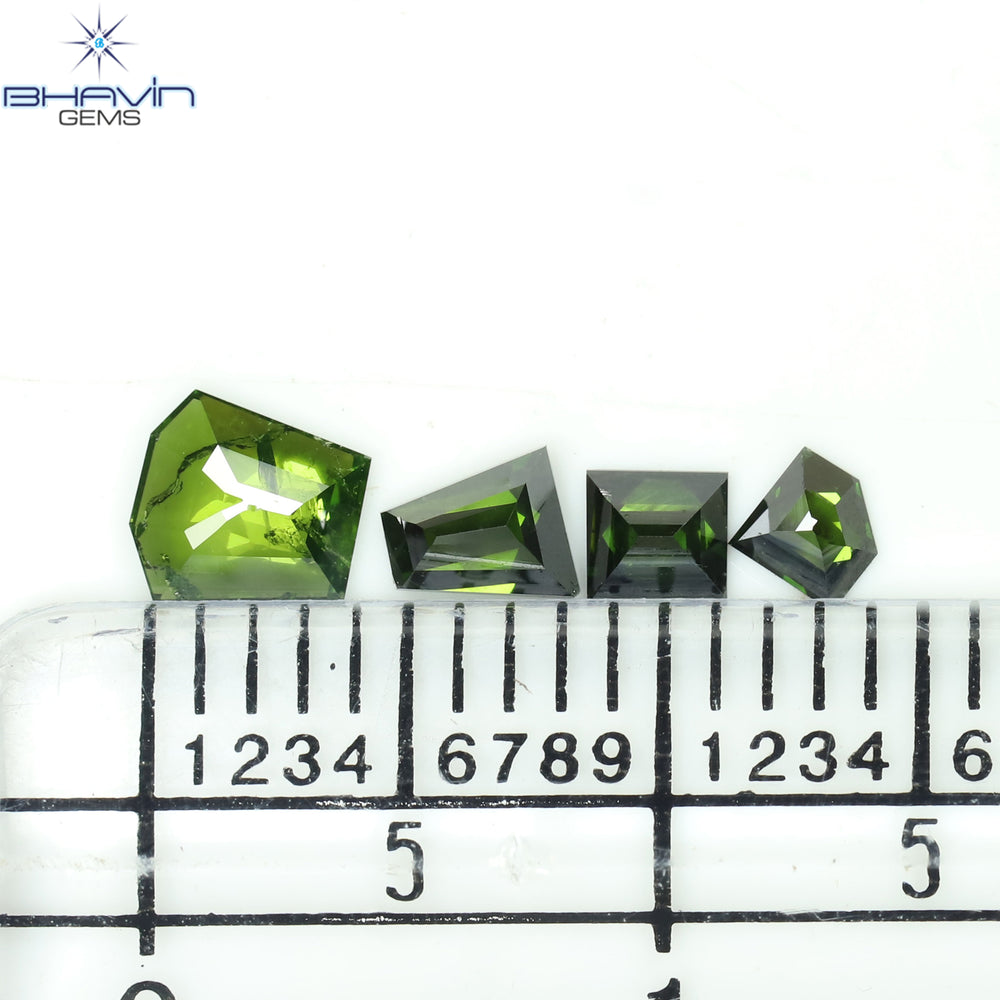 0.53 CT/4 Pcs, Mix Diamond, Green Color, SI2 Clarity