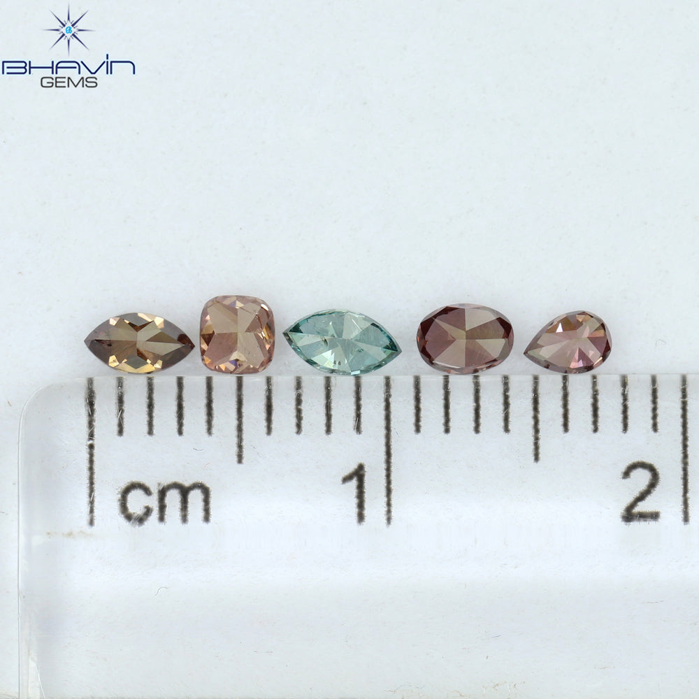 0.47 CT/5 Pcs Mix Shape Natural Diamond Pink Color SI Clarity (3.00 MM)