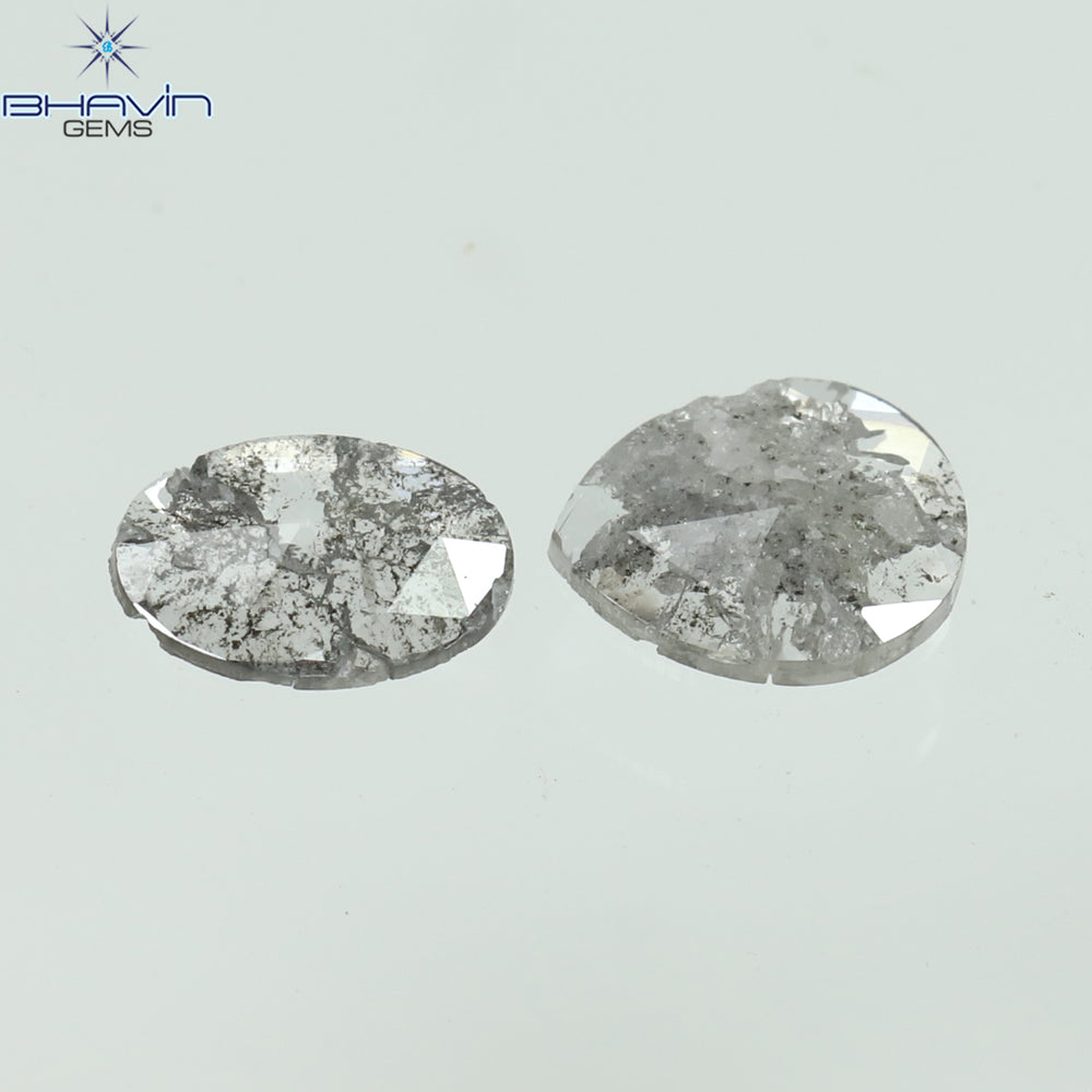 0.19 CT/2 Pcs Mix Slice Shape Natural Diamond Salt And Pepper Color I3 Clarity (4.58 MM)