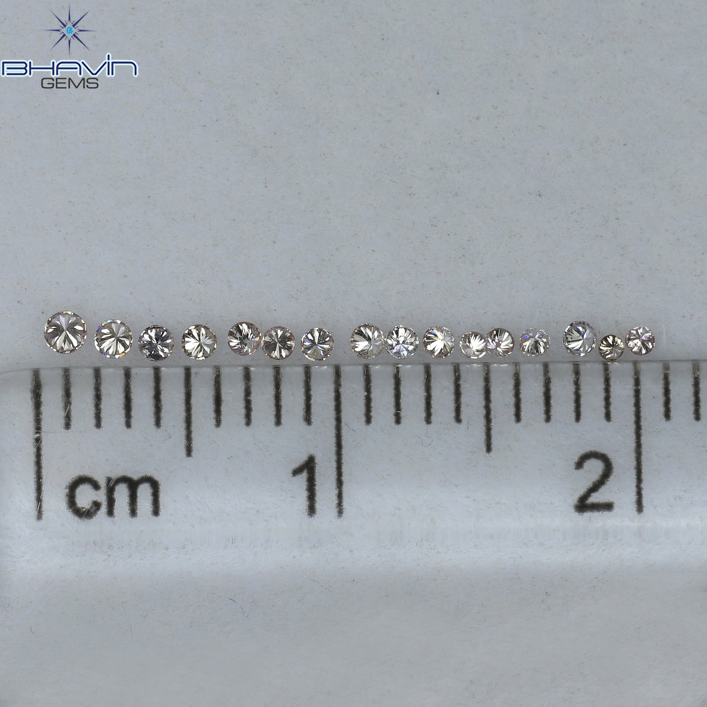 0.09 CT/16 Pcs Round Shape Natural Loose Diamond Brown Pink Argyle Color VS2 Clarity (1.40 MM)