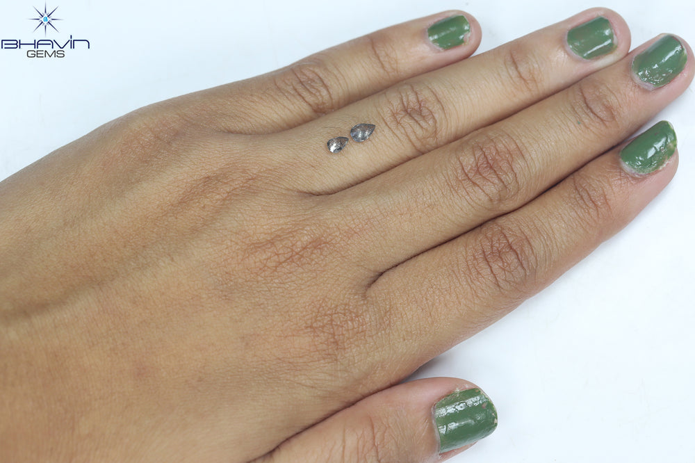 0.42 CT/2 Pcs Pear Shape Natural Loose Diamond Salt And Pepper Color I3 Clarity (5.26 MM)